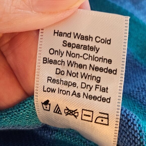 NEW! Coldwater Creek Size XL 16 Silk Cotton Blue Stripe Short Sleeve Knit Top - Picture 8 of 10